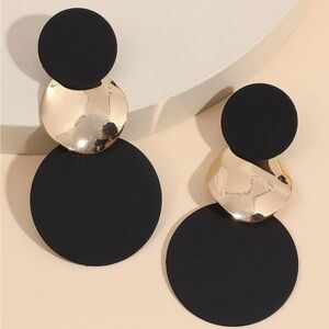 Elegant Black and Gold Statement Earrings